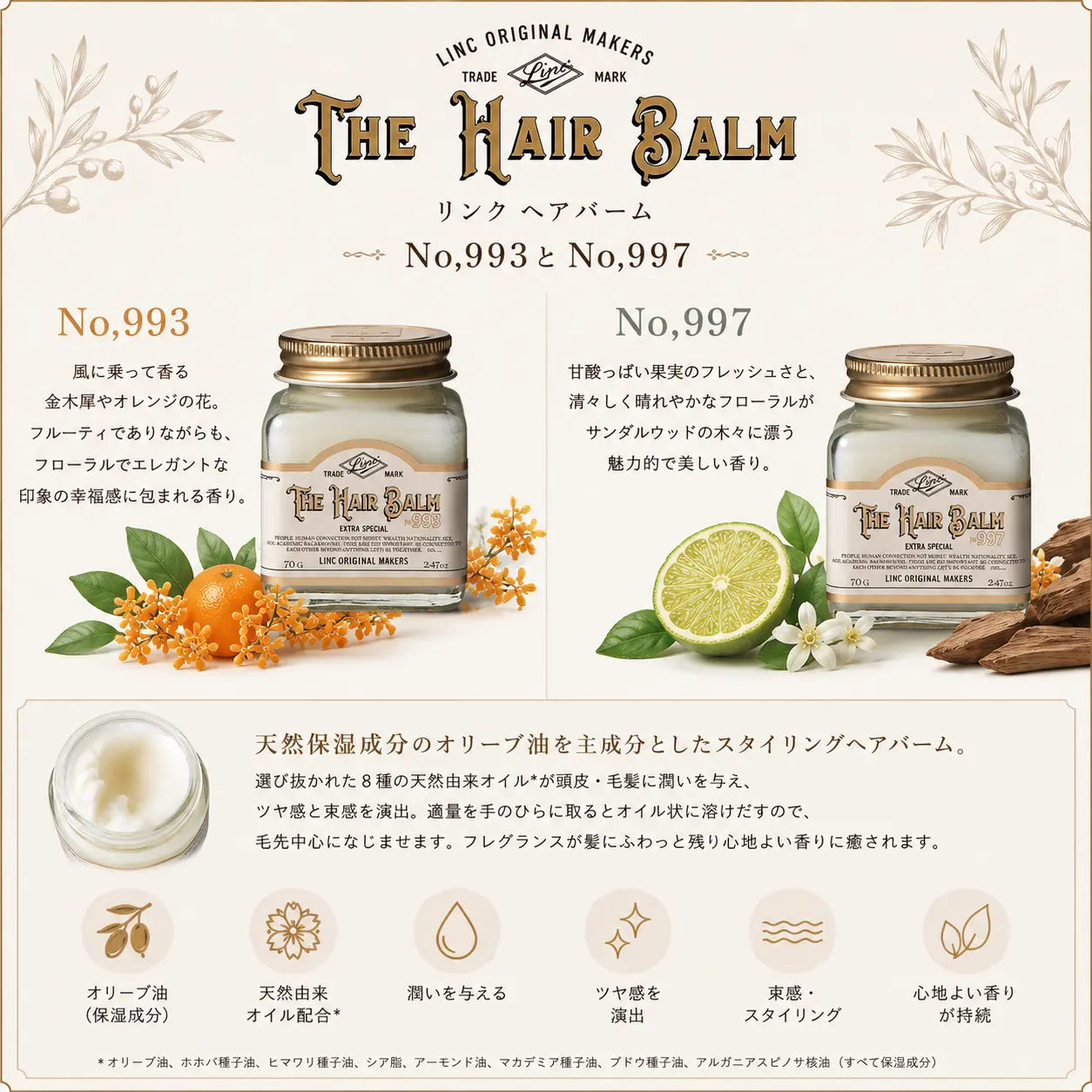 正規品 リンクオリジナルメーカーズ ヘアバーム No.997 70g×2 即日発送